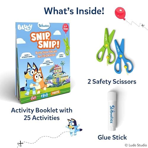Skillmatics Snip Snip Bluey, Scissor Skills Toy, Felt Craft, Gift for Kids | Cutting Activity Book for Preschool, Safety Scissors, Fine Motor Skills, Screen-Free Learning, Boys & Girls Ages 3, 4, 5 thumbnail 2
