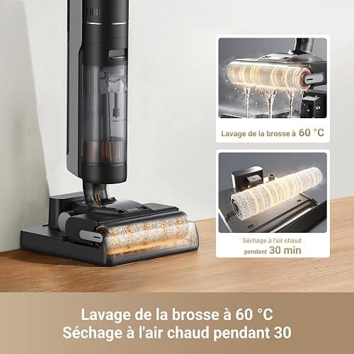 dreame H12 Pro Ultra Aspirateur Eau et poussière, Lavage 60 °C, Séchage 30 Min, Nettoyage Auto Double Rotation avec Racleur Résistant, Aspiration 16 000 Pa, Brosse 2 Bords, Détection Intelligents thumbnail 2