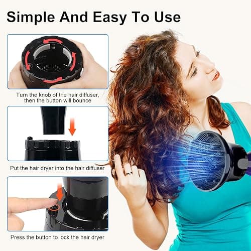 Hair Diffuser, AISEELY Universal Diffuser Hairdryer for Curly Hair, Adjustable Hair Dryer Diffuser Suitable for 1.57 to 2.7in Hair Dryer Nozzles for Hair Styling, 1.0 count thumbnail 5