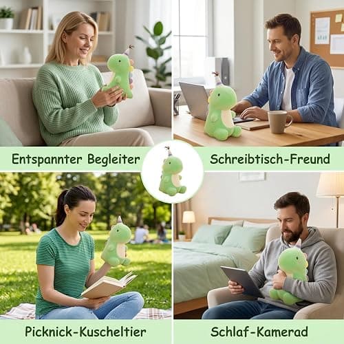 Dinosaurier Kuscheltier, Plüsch-Dinosaurier-Kissen mit flauschigem Fell, volle elastische Füllung, stabil vernähte Nähte, attraktives Design zur Verbesserung der Schlafqualität und stilvolle Wohnraumd thumbnail 7