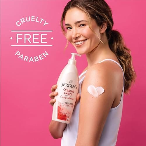 Jergens Original Scent Dry Skin Body Lotion, Hand and Body Moisturizer, Cherry Almond Essence, Dermatologist Tested, 32 Oz - 32 Fl Oz (Pack of 1) thumbnail 2