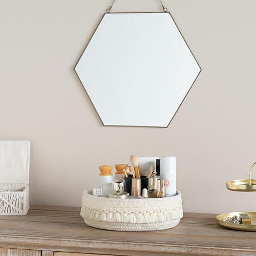 Mkono Makeup Perfume Holder Organizer Macrame Decorative Woven Rope Basket Boho Decor Cosmetics Desk Storage Baskets for Dresser Skin Care Lotions Essential Oils Dorm Room Essentials thumbnail 2