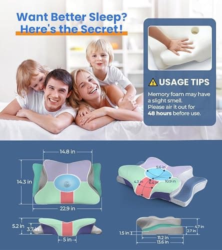 Ultra Pain Relief Cooling Pillow for Neck Support, Adjustable Cervical Pillow Cozy Sleeping, Odorless Ergonomic Contour Memory Foam Pillows, Orthopedic Bed Pillow for Side Back Stomach Sleeper thumbnail 7