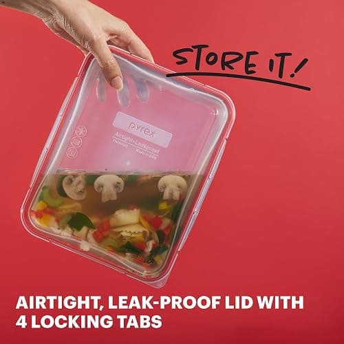Pyrex Freshlock (4-Pack) Mixed Sized Glass Food Storage Containers Set, Airtight & Leakproof Plastic Locking Lids BPA-Free, Meal Prep Containers Set, Freezer Dishwasher Microwave Safe thumbnail 4