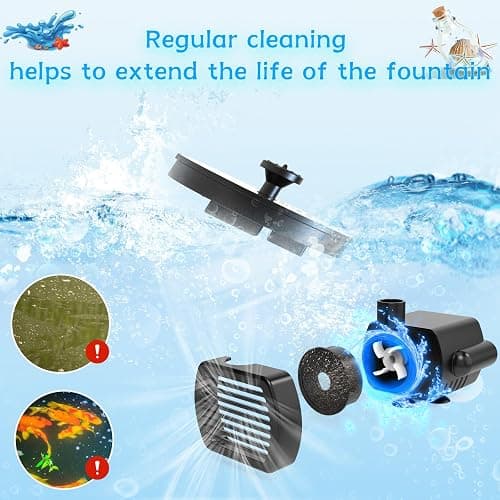 AMZtime Solar Fountain Novel Solar Water Fountain with 6 Nozzles Solar Powered Water Fountain Pump, Solar Water Feature for Outdoor Garden, Pond, Swimming Pool, and Bird Bath thumbnail 8