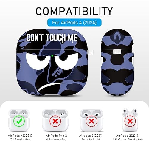 Youtec for Apple Airpods 4th Generation Case Covers(2024),Don't Touch Me for Airpods 4 Cover with Keychain/Lanyard Soft Cute Shockproof Cover for Women Men Compatible AirPod 4 Case,Blue thumbnail 4