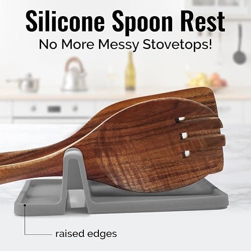 Zulay Kitchen Spoon Rest for Multiple Utensils High Heat-Resistant Silicone Drip Pad, BPA-Free Spoon Holder for Stove Top, Kitchen Gadget Holder for Ladles, Tongs, Cooking Spatula - Makes Great Gift thumbnail 6
