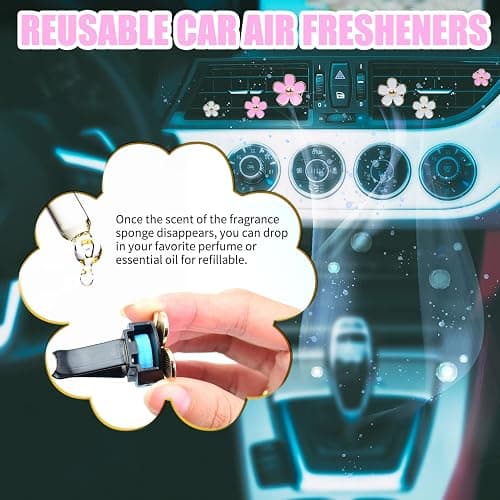 DEDC Car Air Fresheners, 8 Pcs Car Scents Air Freshener, Car Vent Clip Air Freshener, Flower Air Freshener Car Clips, Pink & White thumbnail 3