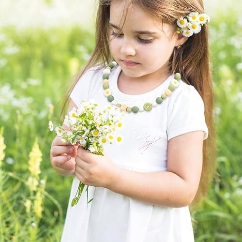 Whaline 100 Pcs Daisy Flower Silicone Beads Sage Green White Round Hexagon Loose Rubber Beads for DIY Crafts Jewelry Necklace Bracelet Keychain Making thumbnail 6