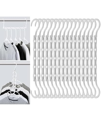 Mr. Pen- Space Saving Hangers for Clothes, 16 pcs, White, Plastic Multi Clothes Hangers Space Saving, 5 Slots, 360° Rotating Hooks - Image 1