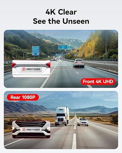 REDTIGER Dash Cam Front Rear, 4K/2.5K Full HD Dash Camera for Cars, Included 32GB Card, Built-in Wi-Fi GPS, 3.16” IPS Screen, Night Vision, 170°Wide Angle, WDR, 24H Parking Mode(F7NP) thumbnail 2