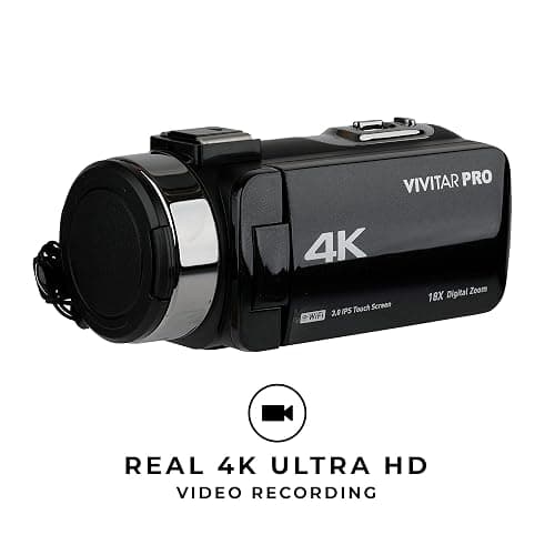 Vivitar 4K Video Camera, Wi-Fi Ultra HD Camcorder with 18x Digital Zoom, 3” IPS Touchscreen Video Recorder with Night Vision, Vlogging Camera with 3.5mm Microphone Jack, Rechargeable, SD Card Slot thumbnail 4
