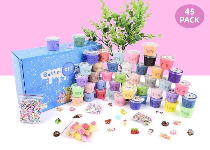45 Pack Butter Slime Kit for Kids, Holiday Making Bulk Scented Slime Charms Party Favor, DIY Putty Toys, Soft & Non-Sticky, Stress Relief Toy for Girls and Boys Age 4-12, Birthday Basket Filler thumbnail 3