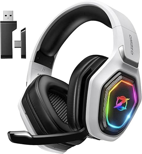 Ozeino 2.4GHz Wireless Gaming Headset for PC, Ps5, Ps4 - Lossless Audio USB & Type-C Ultra Stable Gaming Headphones with Flip Microphone, 40-Hr Battery Gamer Headset for Switch, Laptop, Mobile, Mac - Image 1