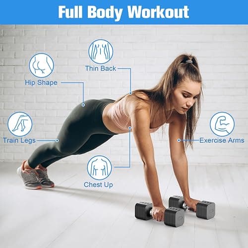 Hezeyferg 22LBS Adjustable Dumbbells Set, Adjustable Weight Dumbbells with 4 Levels 4.4lb, 6.6lb, 8.8lb, 11lb, Hand Weights Sets for Women/Men Home Gym Full Body Workout thumbnail 5