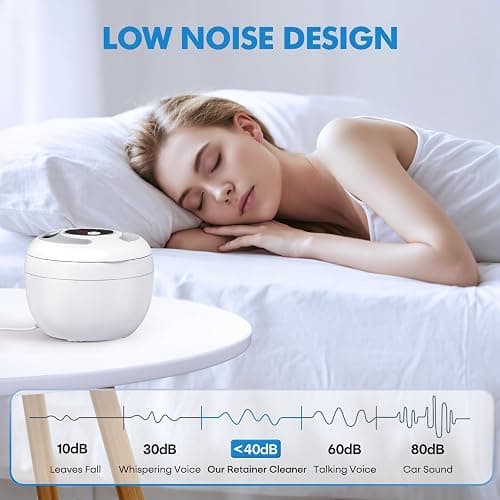Upgraded Ultrasonic Retainer Cleaner Machine, 45kHz Ultrasonic Dentures Cleaner for Night Guards, Braces, Aligner, Toothbrush, Jewelry and More, 200ML Capacity, White thumbnail 7
