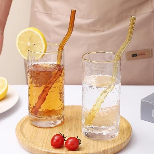 6 Pcs Wavy Glass Straws, 7.87"×8mm Reusable Colorful Glass Straws,With 1 Cleaning Brush-Perfect For Juice,Tea,Coffee,Cocktails,Lemonades。(Colorful Wavy) thumbnail 2