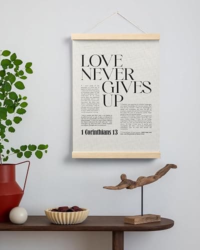 FGFK Christian 1 Corinthians 13 Wall Art Poster Hanger Frame, Bible Verses Wall decor, Black and White Religious Scripture Canvas Prints Framed Wall Decor for Home Office Church, 12x16 Inch thumbnail 3