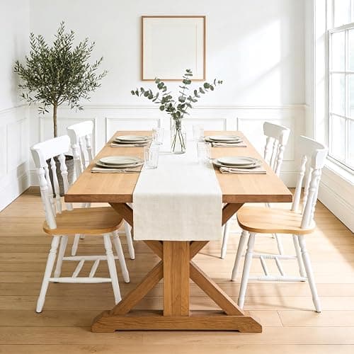 chairus White Windsor Dining Chairs Set of 2, Farmhouse Wooden Dining Room Chairs with Spindle Back & Turned Legs, Rustic Vintage Colonial Side Kitchen Chairs thumbnail 8