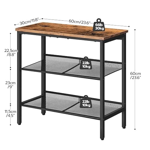 HOOBRO End Table, 3-Tier Narrow Side Table, Nightstand with 2 Flat or Slant Adjustable Shelves for Small Spaces, Hallway, Living Room, Bedroom, Sturdy, Easy Assembly, Rustic Brown and Black BF23BZ01G1 thumbnail 3