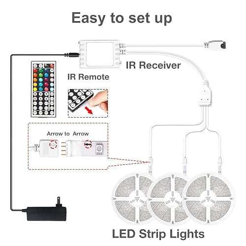 DAYBETTER Led Strip Lights 150ft, Color Changing Led Light Strip with Remote Control, RGB Strip Lighting Suitable for Home Decor, Living Room, Kitchen, Home Party Decoration, 12V (3 Rolls of 50ft) thumbnail 6