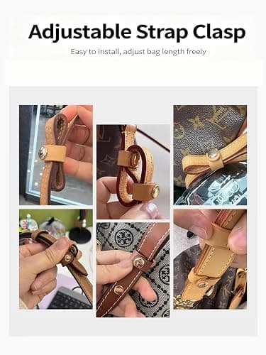 Jinrally 2Pcs Leather Bag Clips, Strap Buckles Anti-Slip Connectors, Brown | Light detachable adjuster holds wires, tool-free mount for travel office use thumbnail 5
