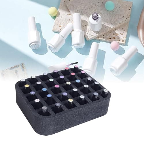 YAHOURWAT 2 Pack Nail Polish Organizer Holder Foam Pad with Slots for Storage 60 Bottles (15ml/0.5fl.oz) Nail Polish or Essential Oil Tray for Drawers Black thumbnail 8