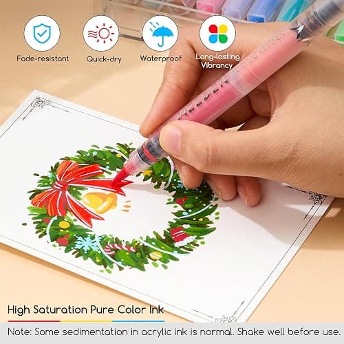 MEEDEN Acrylic Paint Markers Dual Tip: 96 Colors/48 Pcs Brush Tip Acrylic Marker with Automatic Ink Control for Art Supplies - Quick Dry Paint Pens for Rock, Wood, Canvas, Fabric, Glass, Metal thumbnail 7