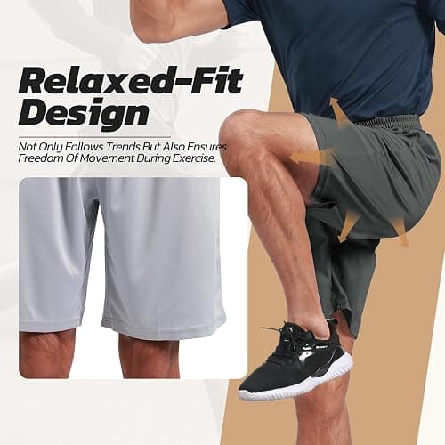 3 Pack Gym Basketball Mens Shorts - Quick Dry Black Workout Athletic Shorts with Pockets for Casual Running (S-6XL) thumbnail 4
