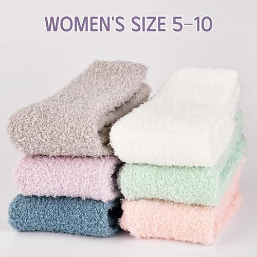 ORALER Fuzzy Socks Gifts for Women - Cozy Fluffy Winter Soft Warm Plush Slipper Socks - Christmas Stocking Stuffers for Women thumbnail 5