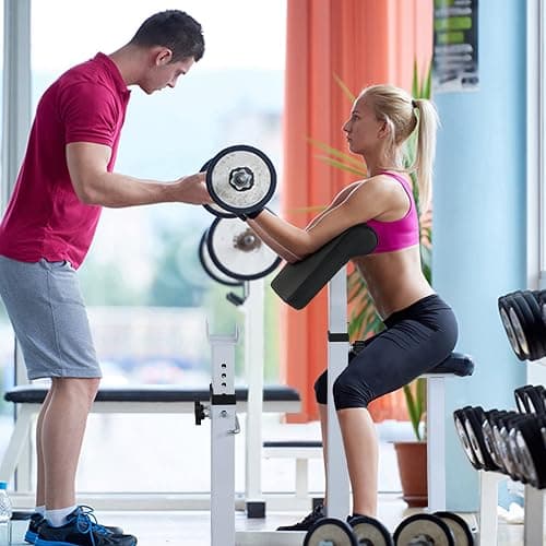 BBBuy Adjustable Arm Preacher Curl Bench Bicep Strengh Bench Seated Strenghthen Training Isolated Barbell Dumbell Biceps Station for Home Gym thumbnail 8