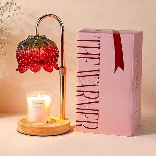 Strawberry Candle Warmer Lamp with Timer - Adjustable Height with Dimmable Warmer Lamp for All Candle Jars - Cute Strawberry Decor Gifts for Birthday Valentine Day for Women - Aesthetic Room Decor - Image 1