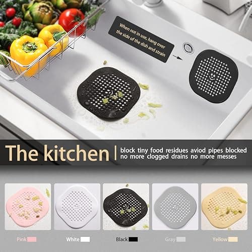 2 Pack Drain Hair Catcher Silicone Drain Protector Bathroom Accessories Hair Stopper Drain Cover for Shower Kitchen Bathroom Tub Pink - Pink thumbnail 5