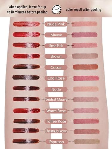 QCMME Lip Stain Peel Off Lip Liner Stain with Tweezer, Long Lasting Matte Lip Tint Tattoo, Highly Pigmented Color Lip Makeup, Waterproof Lipstick, Transfer-proof Lipstain for Women, Cocoa thumbnail 6