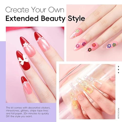 PEACECOLOR 224PC Acrylic Nail Kit with Dirll, 11 Colors Red White Pink Acrylic Powder Set with Gel Polish Nails Kit for Beginners with Everything Home DIY Salon Manicure Tools for Women thumbnail 7