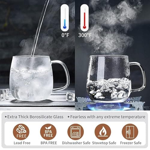 DOPUDO Glass Teacups 2 Pack Glass Tea Cup with Infuser and Lid, 17.6oz/520ml Large Borosilicate Teacup,Tea Clear Mug Cup for Loose Leaf Blooming Tea, Microwave & Dishwasher Safe thumbnail 5