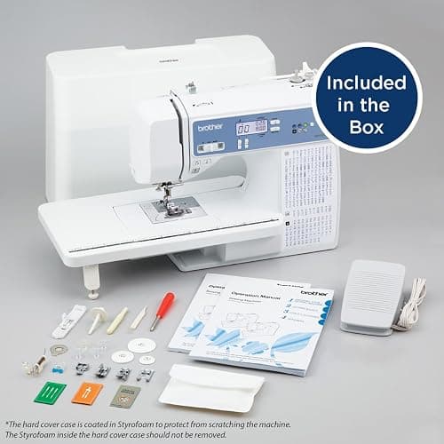Brother Sewing and Quilting Machine, Computerized, 165 Built-in Stitches, LCD Display, Wide Table, 8 Included Presser Feet, White, 20x12x17 thumbnail 8