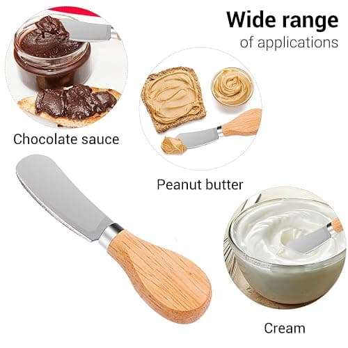 6 Pcs Wooden Handle Butter Spreader Knives Set – Stainless Steel Cheese Spreader for Charcuterie Board, Cheese Knife Set for Butter, Jam, Pastry, Cocktail Knives, and Kitchen Accessories thumbnail 5
