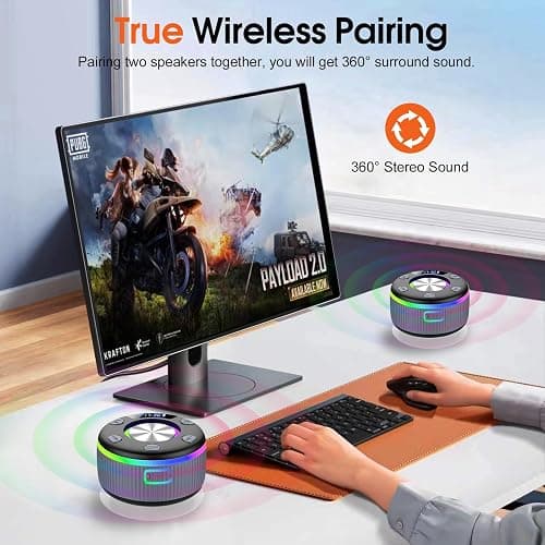 Bluetooth Shower Speaker, Portable Bluetooth 5.3 Speakers Wireless with Time Display, IP7 Waterproof Speakers with RGB Light, Suction Cup, Mini Stereo Speaker for Bathroom Party Beach Gifts, Grey thumbnail 7