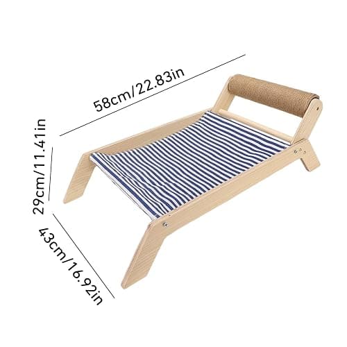 DSOPV Cat Bed, Recliner Cat Bed, Universal Elevated Cat Beds Cat Swing Bed, Wooden Frame Swing Chair Multifunctional, for Kitty, Puppy, Rabbit, Bunny and Small Animal (A) thumbnail 7