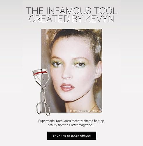 kevyn aucoin the eyelash curler: easy use. long-lasting curl of lashes effect. wide opening. stainless steel with two red lash cushions. pro makeup artist tool for before & after mascara application thumbnail 3
