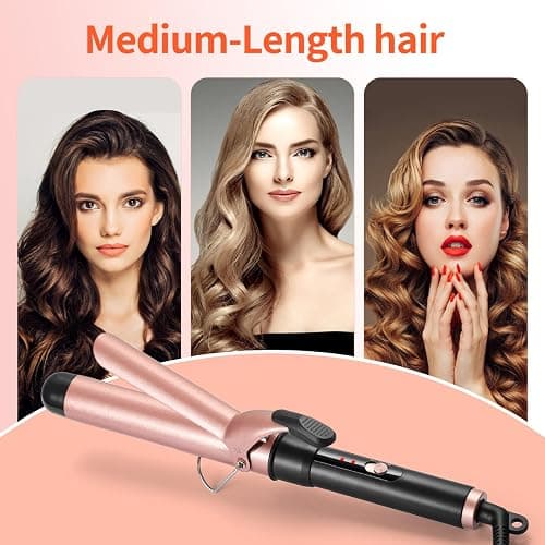 Curling Iron 1.25 inch, Haglater Hair Curler Quick Heating Curling Wand for Long Hair, Ceramic Barrel Curling Tongs with 2 Temperature thumbnail 2