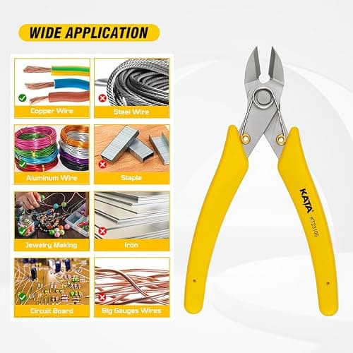 KATA 2Pack Micro Wire Cutters For Electronics Flush cutters, 6 Inch Precision Micro Cutters for Cut Precision Electronics, Jewelry, Soft Copper Wire, Cables thumbnail 7