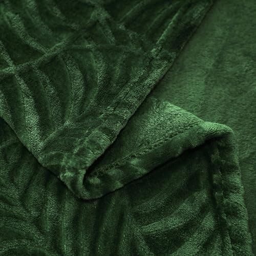 SOCHOW Super Soft Flannel Fleece Throw Blanket, Lightweight Cozy Warm Leaves Textured Plush Blanket for Bed Couch Sofa, 50 x 60 Inches, Olive Green thumbnail 5