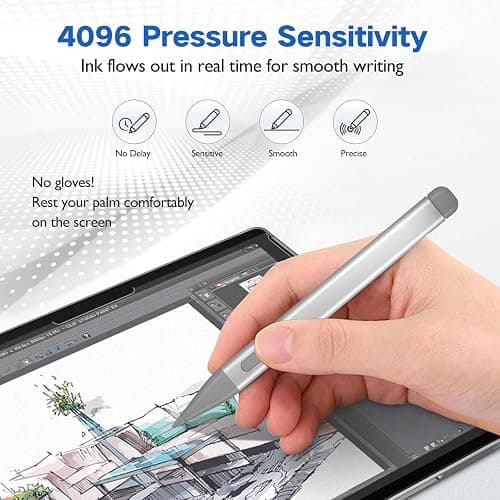 Slim Pen 2 for Microsoft Surface with 4096 Pressure, Eraser & Right-Click, Palm Rejection,Graphite Nib,for Surface Pro 12/11/10/9/8/7/6/5/4/X,Surface Go 4/3/2,Book 3/2/1,Laptop1-6,Surface Studio 2+/2 thumbnail 4