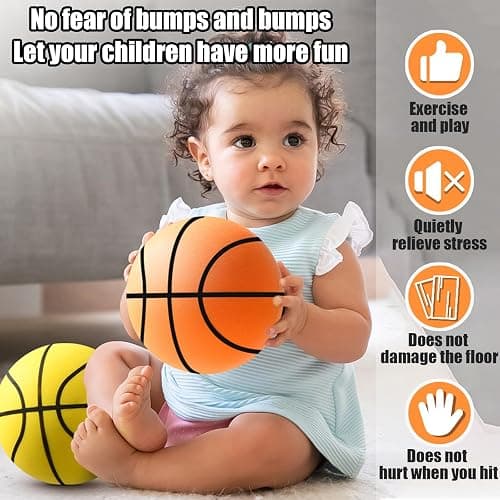 Sprstar Silent Basketball Size 7 (29.5") - Upgrade Foam Basketball Arcade Game Indoor,Ball for Quiet Dribbling and Indoor Training,Pro PU Foam Ball – Higher Bounce thumbnail 2