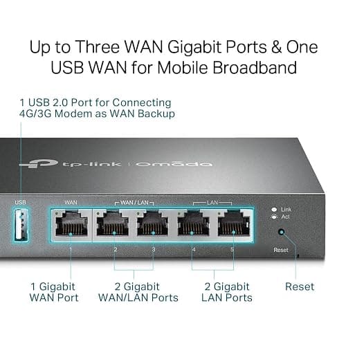 TP-Link ER605 Gigabit VPN Router, Business Multi-WAN Wired Router, 5x Gigabit Ports, Secure VPN, Omada SDN Cloud Management Gateway, Supports IPsec/PPTP/L2TP, Up to 20 Ipsec VPN Tunnels thumbnail 5
