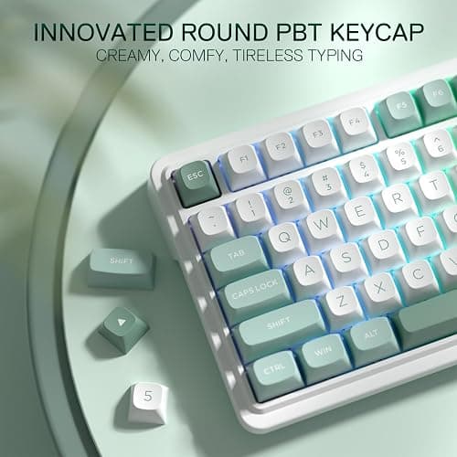 Redragon K719 Wireless Gasket Gaming Keyboard w/Hype Screen & Knob, 95 Keys Mechanical Keyboard, Easy-Control 1.14’’ TFT Info Display, 5-Layer Noise Dampening, Custom Linear Switch, Jade Cloud Color thumbnail 7