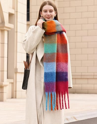 Wander Agio Winter Women Warm Scarf Long Shawl Large Scarves Cold Weather Thick Blanket Scarfs Colorful Plaid thumbnail 6