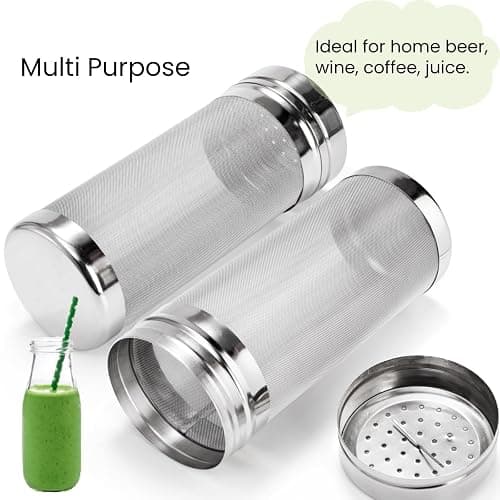 Tlence 2 Pack Beer Dry Hopper Filters, 2.8 x 7 inch 300 Micron Mesh Hop Strainer with Lid, Stainless Steel Beer Hop Spider with Nylon Bristles, Brewing Filters Straining Keg for Home Coffee Wine Juice thumbnail 8